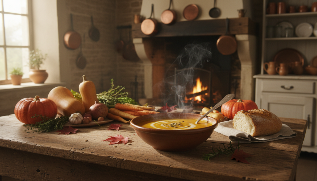 découvrez la recette authentique de la soupe de potimarron crémeuse de ma grand-mère, un plat réconfortant et facile à préparer pour les soirées d'hiver.